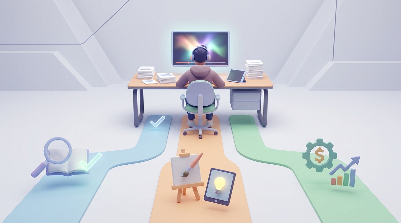 An illustration showing that video disclosure, originality, and monetization are separate review processes.