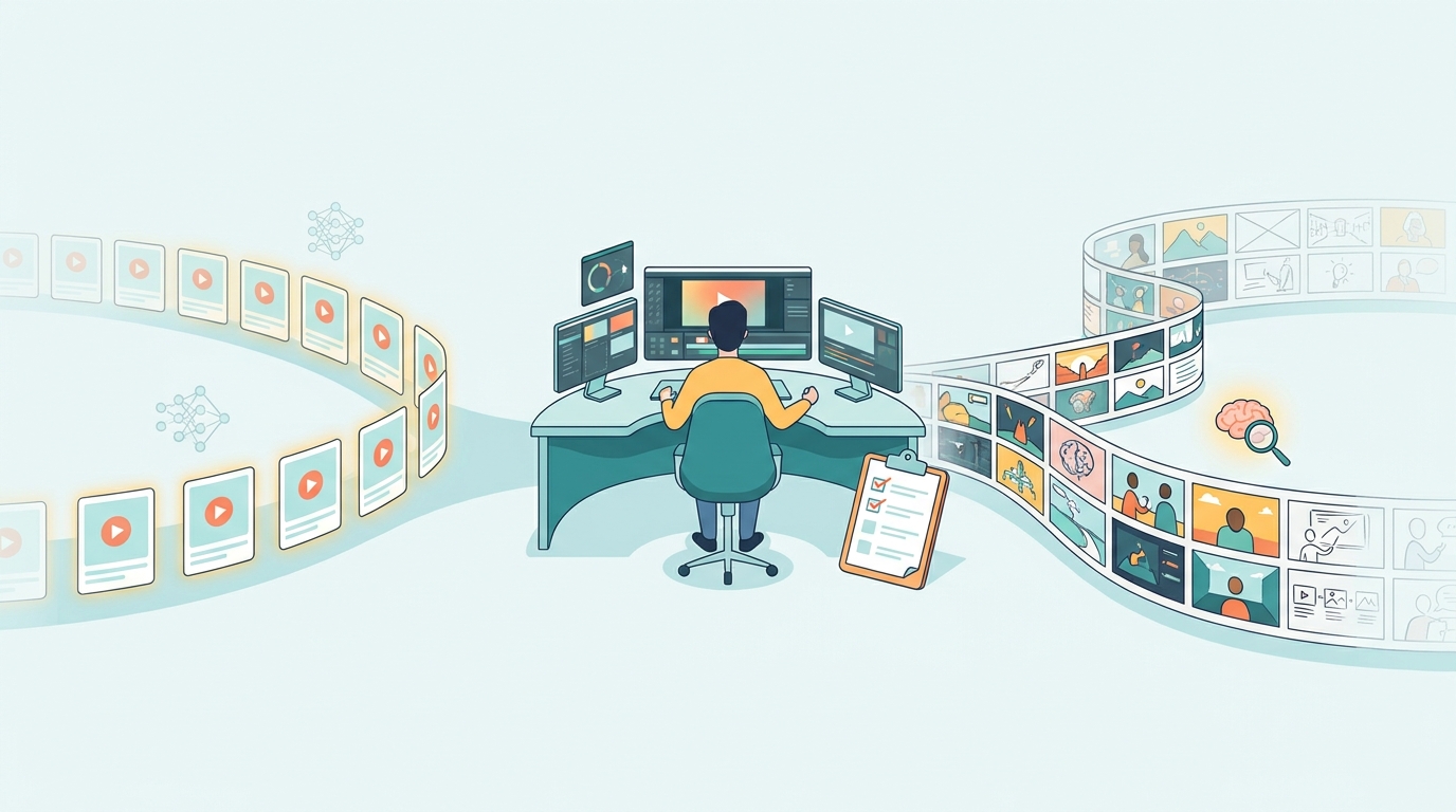 A creator choosing between repetitive automated videos and distinct original video concepts.