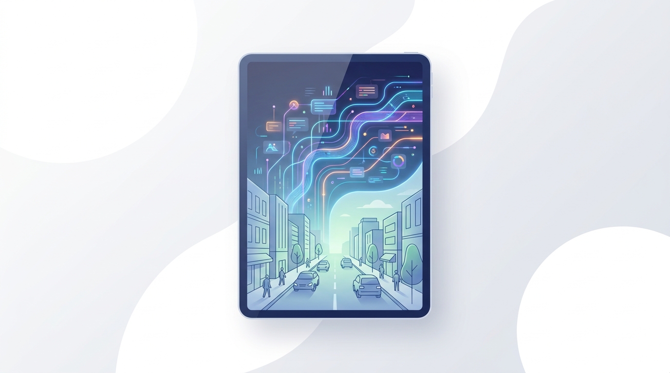 Editorial illustration showing a hybrid faceless video that combines real footage with a conceptual AI visual.