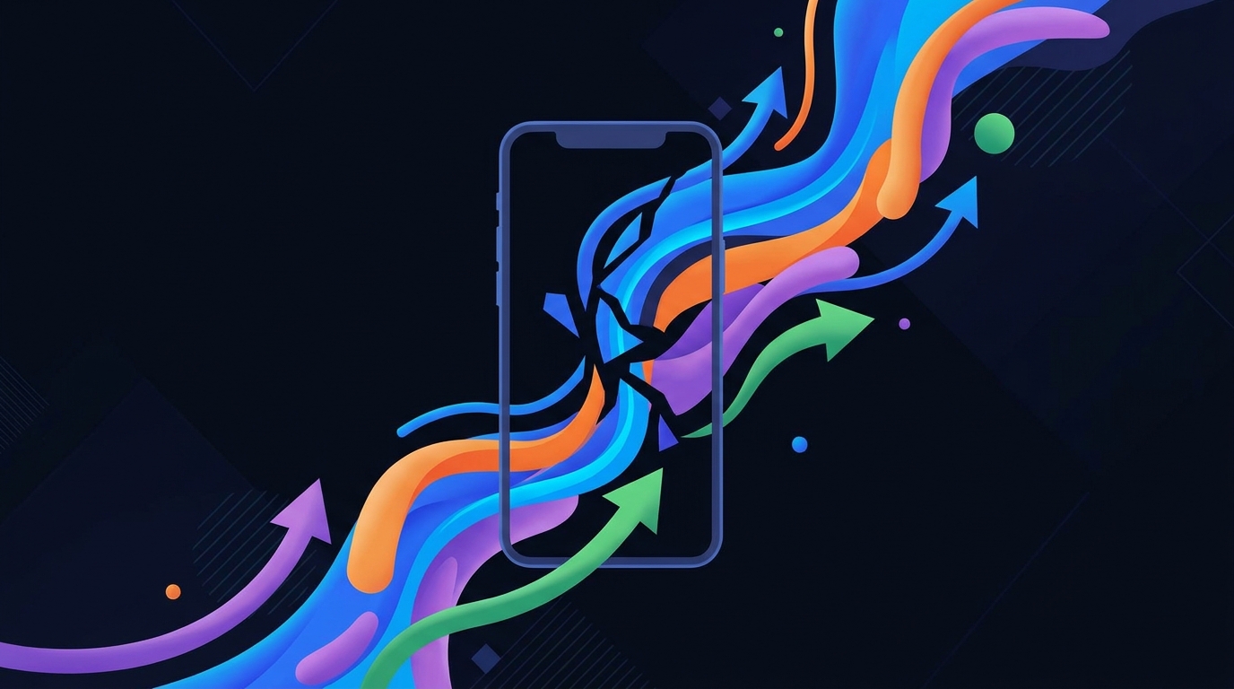 Abstract illustration of a short vertical video being shared across a network.