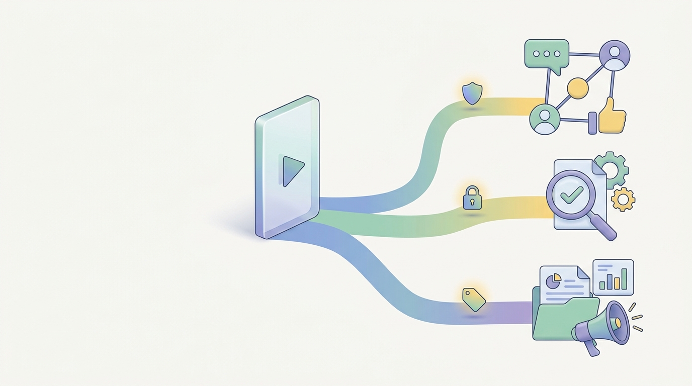 A video disclosure workflow adapted for platforms, EU transparency, and advertising documentation.