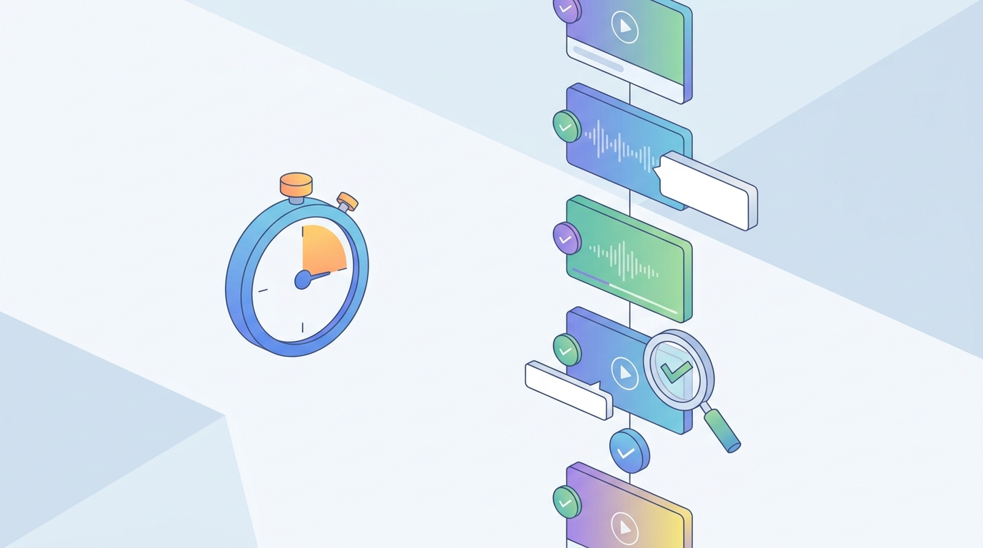 Illustration of measuring and improving faceless video production speed.