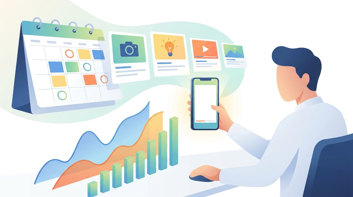 Illustration of a consistent Shorts publishing workflow with analytics review.