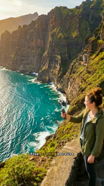 Faceless video example: Create a viral 30-second travel video about the 5 best places to visit in Tenerife. Include Los Gigantes, Siam Park, Anaga Rural Park, Mount Teide, and Playa de Las Teresitas. Use cinematic drone footage, stunning landscapes, engaging voice-over, captions, upbeat music, smooth transitions, and a professional travel influencer style. Format for TikTok, Instagram Reels, and YouTube Shorts (9:16).