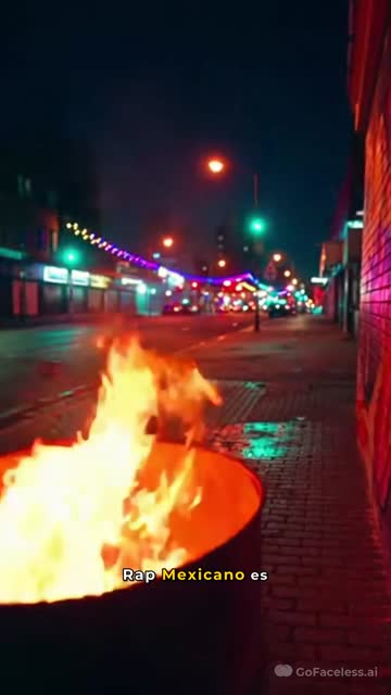 Faceless video example: Create a video about Rap Mexicano, with Spanish Mexican voiceover, b-rolls, references, and captions.