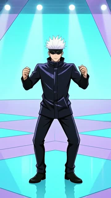 Faceless video example: Gojo from JJK doing a silly dance for